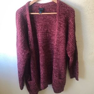 Rueb 21 + Long Open Cardigan Burgundy Pockets 2XL